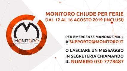 Sospensione temporanea delle attività 12-16 Agosto 2019